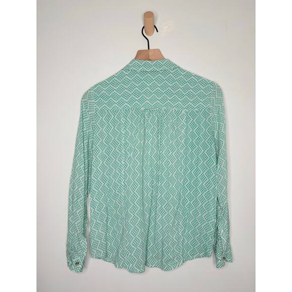 Anthropologie Maeve Rochelle Print Button Up Shirt Size 6 Green - Picture 8 of 11